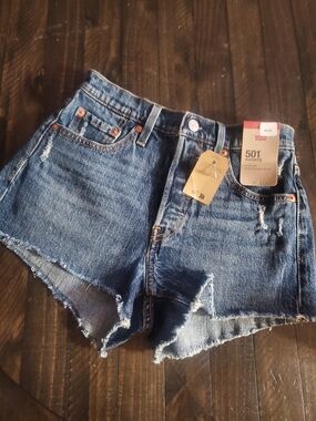 Levi's 501 High-Rise Denim Shorts - Dark Blue